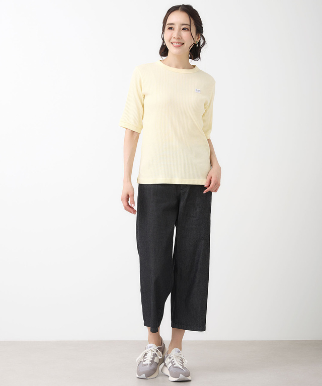 シアーストライプ クルーネック カットソー