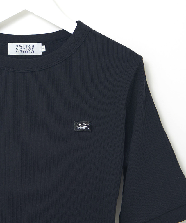 シアーストライプ クルーネック カットソー