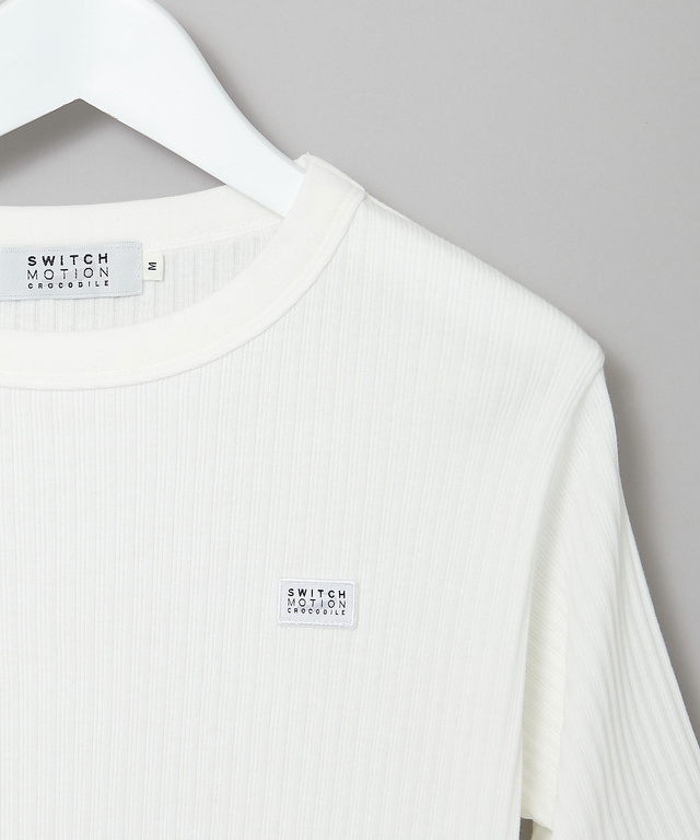 シアーストライプ クルーネック カットソー