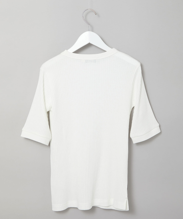 シアーストライプ クルーネック カットソー