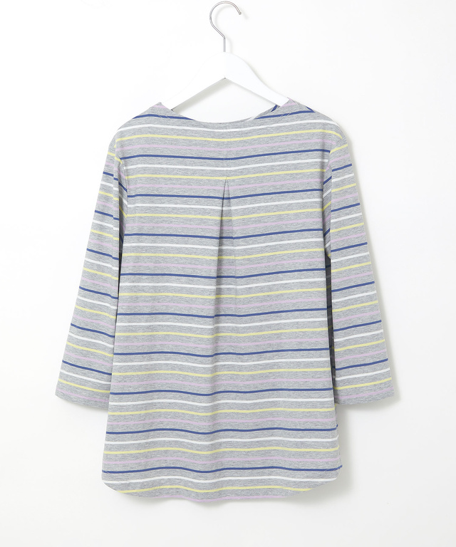 スノーコットン ボーダー 七分袖 Tシャツ【接触冷感】