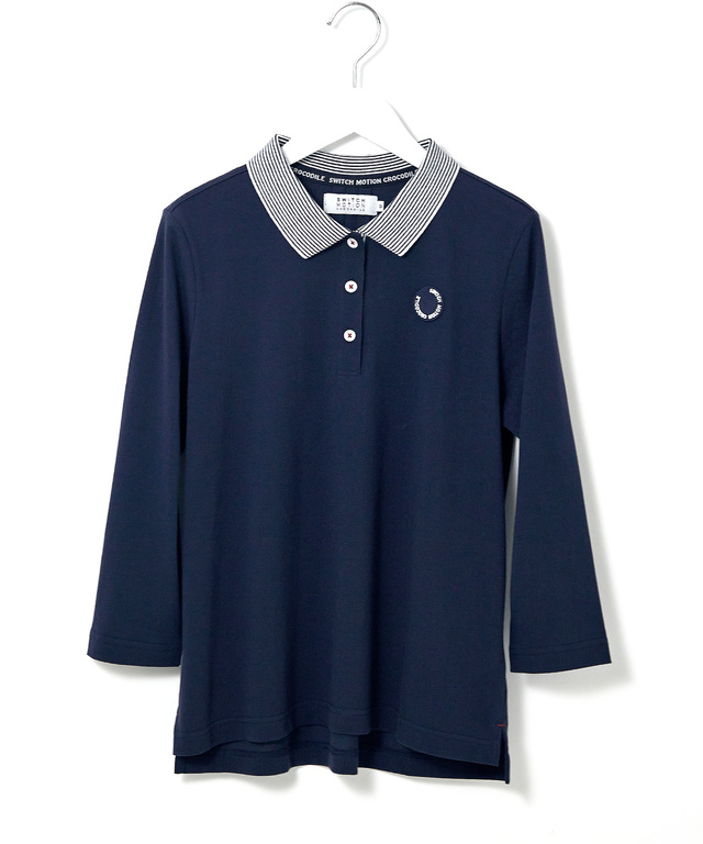 スノーコットン 鹿の子 七分袖 ポロシャツ【接触冷感】