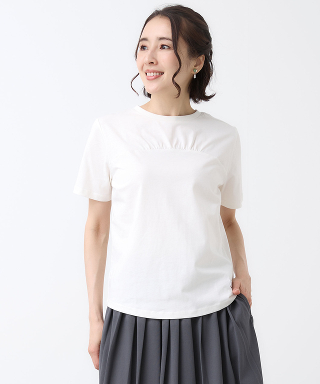 スノーコットン フロントギャザー Tシャツ【接触冷感】