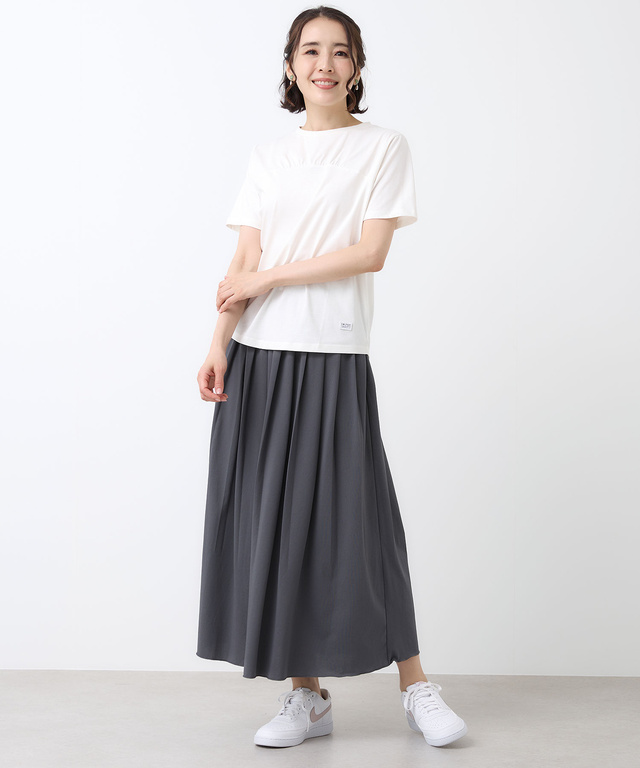 スノーコットン フロントギャザー Tシャツ【接触冷感】