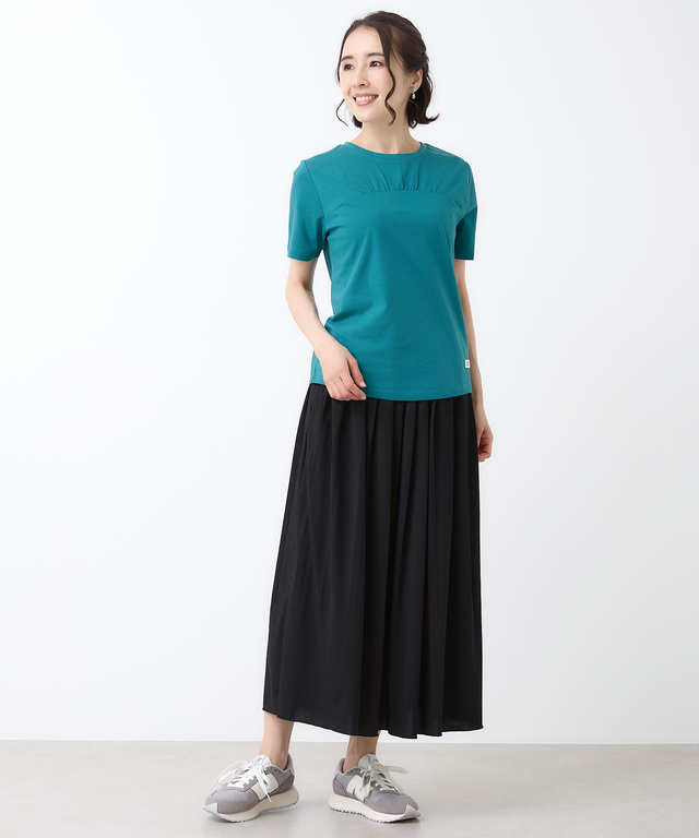 スノーコットン フロントギャザー Tシャツ【接触冷感】