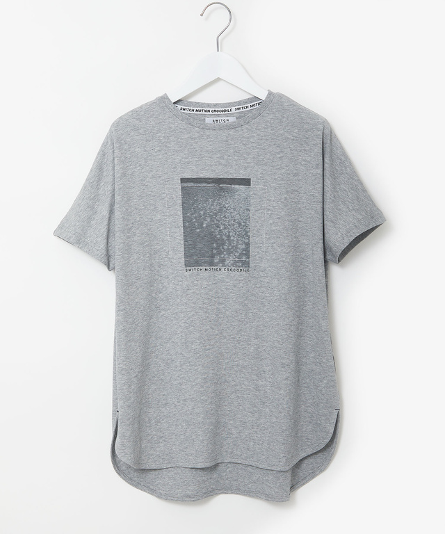 スムース ロゴプリント チュニック丈 Tシャツ