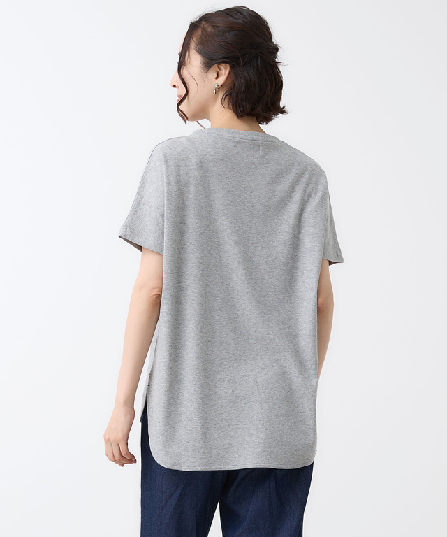 スムース ロゴプリント チュニック丈 Tシャツ