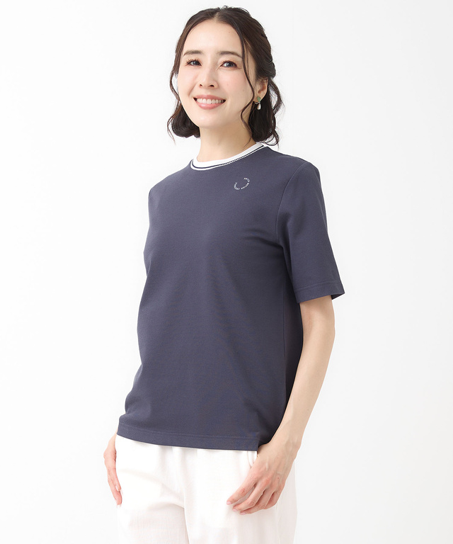 襟ライン クルーネック Tシャツ