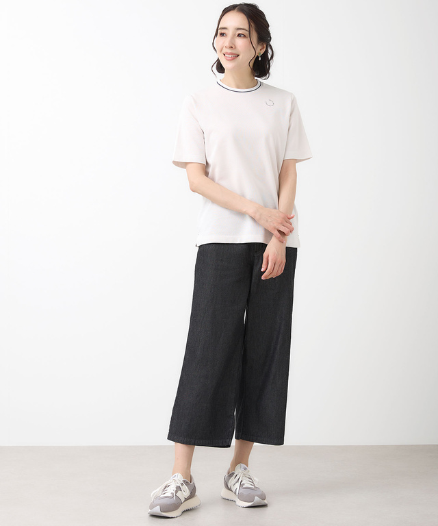 襟ライン クルーネック Tシャツ