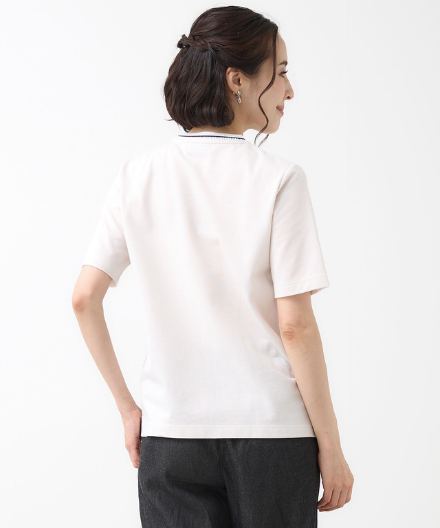 襟ライン クルーネック Tシャツ