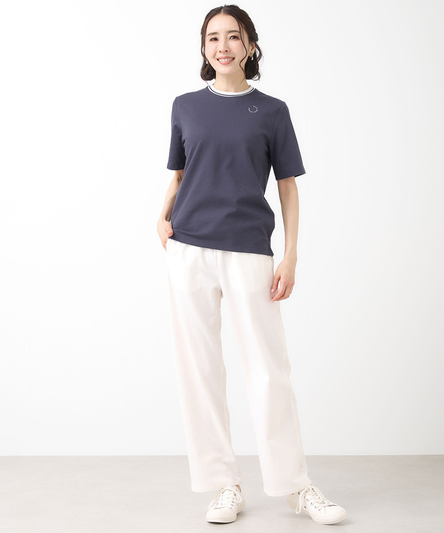 襟ライン クルーネック Tシャツ