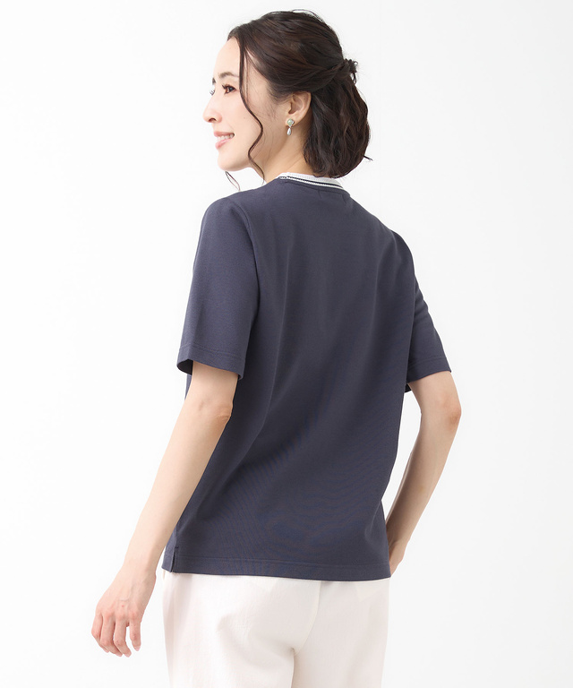 襟ライン クルーネック Tシャツ