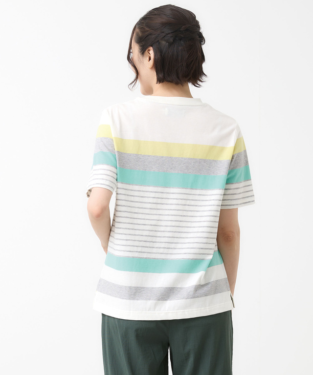 スノーコットン 天竺 パネルボーダー Tシャツ【接触冷感】