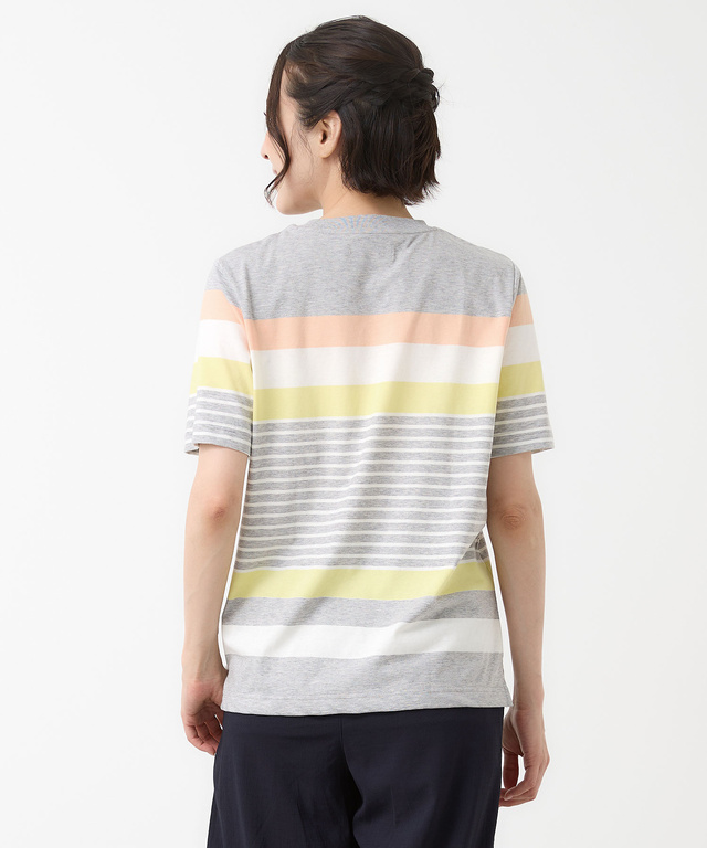 スノーコットン 天竺 パネルボーダー Tシャツ【接触冷感】