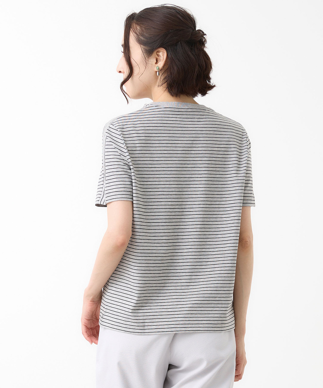 スノーコットン 天竺 ボーダー Tシャツ【接触冷感】