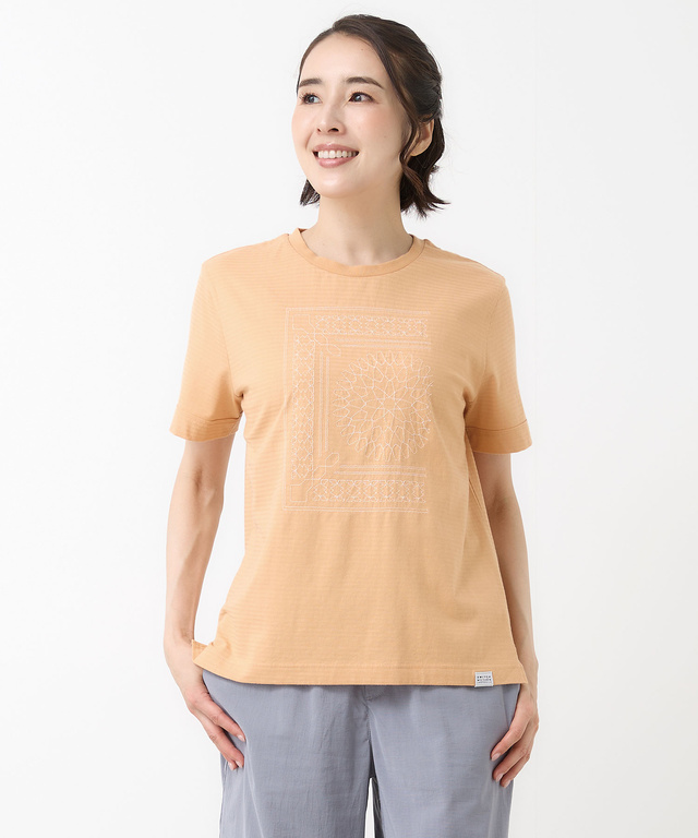 シャドーボーダー バンダナ刺繍 Tシャツ
