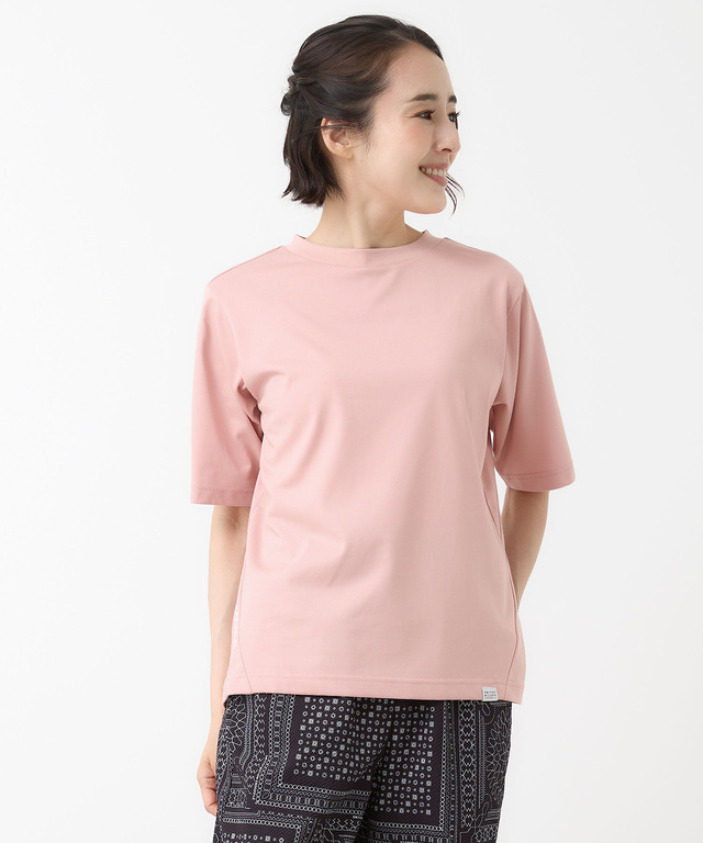 プレーティング天竺 切り替えロゴ Tシャツ【接触冷感】