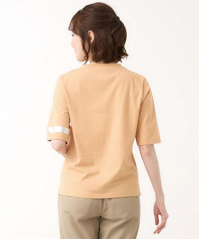 シャドーボーダー天竺 袖ライン Tシャツ