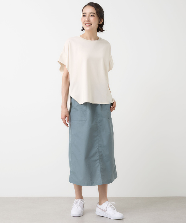 プレーティング天竺 ドルマンスリーブ Tシャツ【接触冷感】