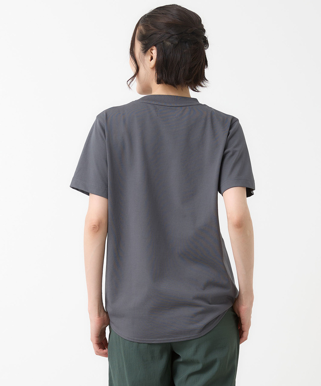 プレーティング天竺 裾ギャザー Tシャツ【接触冷感】