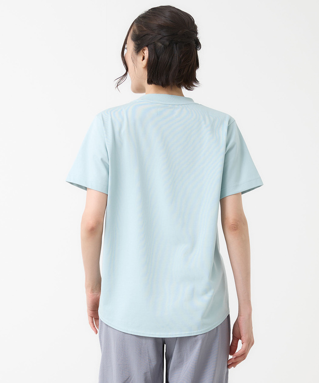 プレーティング天竺 裾ギャザー Tシャツ【接触冷感】