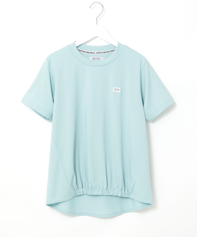 プレーティング天竺 裾ギャザー Tシャツ【接触冷感】