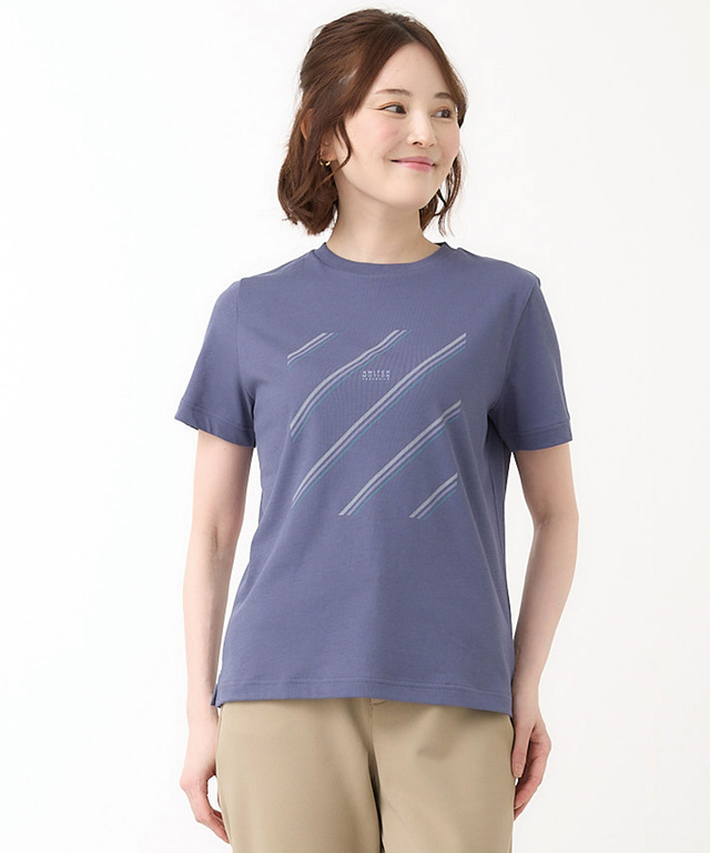 プレーティング天竺 マルチライン プリント Tシャツ【吸汗速乾】