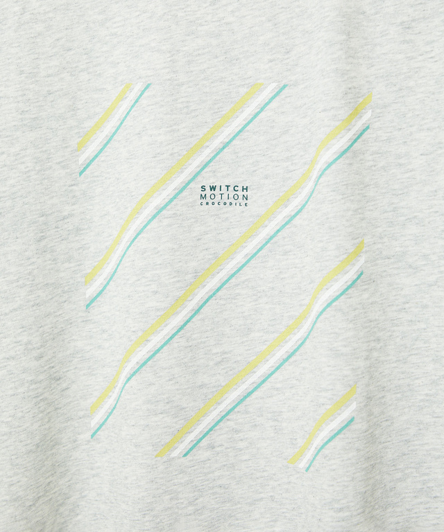 プレーティング天竺 マルチライン プリント Tシャツ【吸汗速乾】