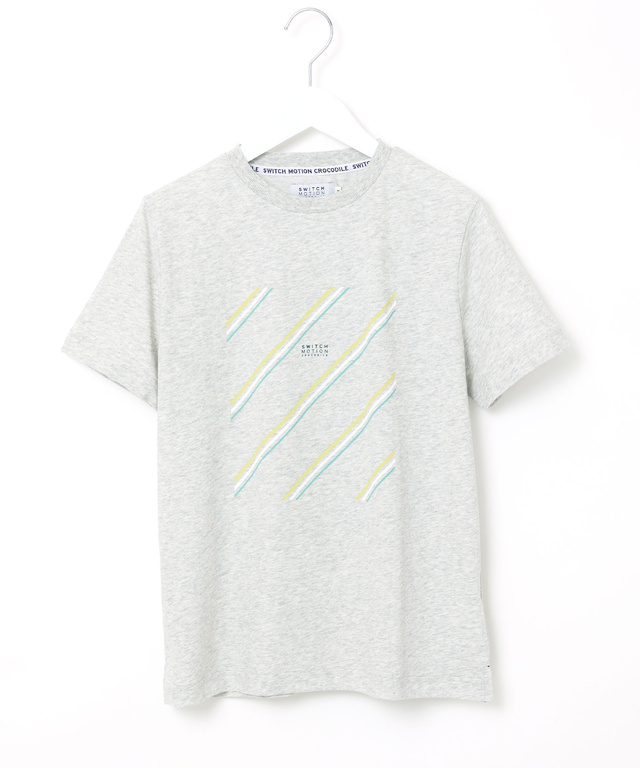 プレーティング天竺 マルチライン プリント Tシャツ【吸汗速乾】