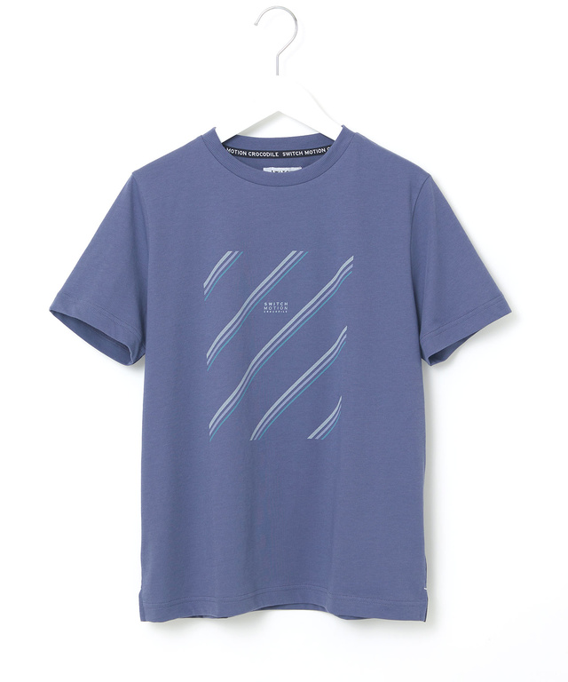 プレーティング天竺 マルチライン プリント Tシャツ【吸汗速乾】