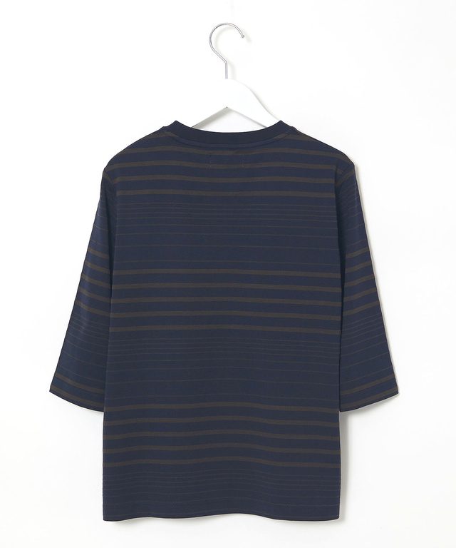 天竺 ボーダー6分袖 Tシャツ
