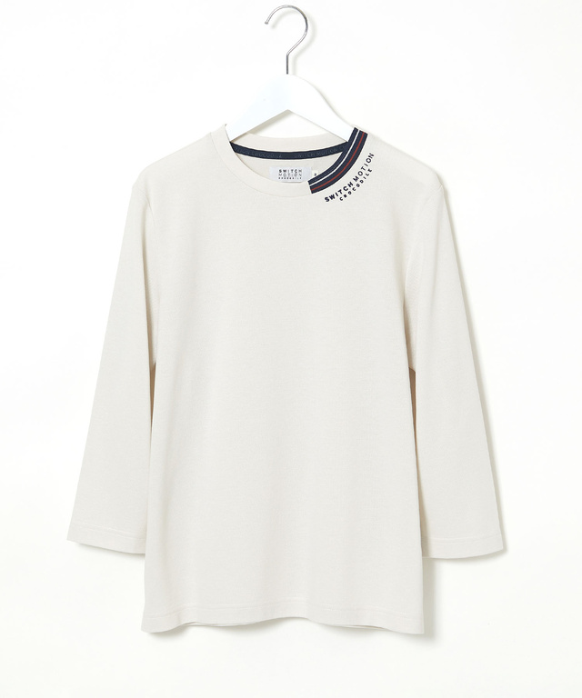 鹿の子編み  ボーダー配色 7分袖Tシャツ