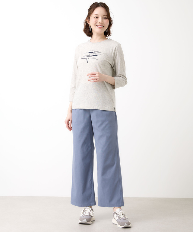 プレーティング天竺 ルーフモチーフ 七分袖 Tシャツ
