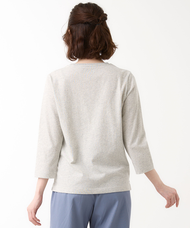 プレーティング天竺 ルーフモチーフ 七分袖 Tシャツ