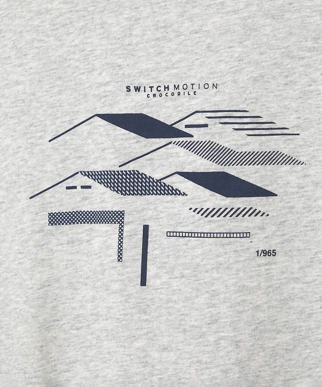 プレーティング天竺 ルーフモチーフ 七分袖 Tシャツ
