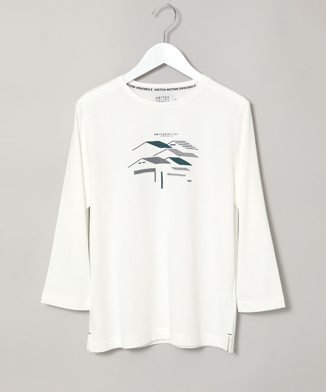 プレーティング天竺 ルーフモチーフ 七分袖 Tシャツ
