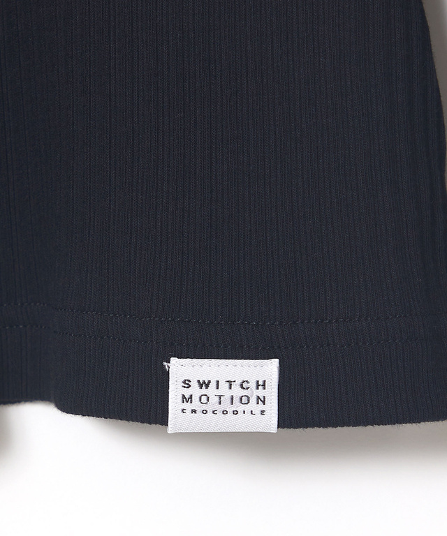 針抜きストライプ クルーネック 長袖Tシャツ