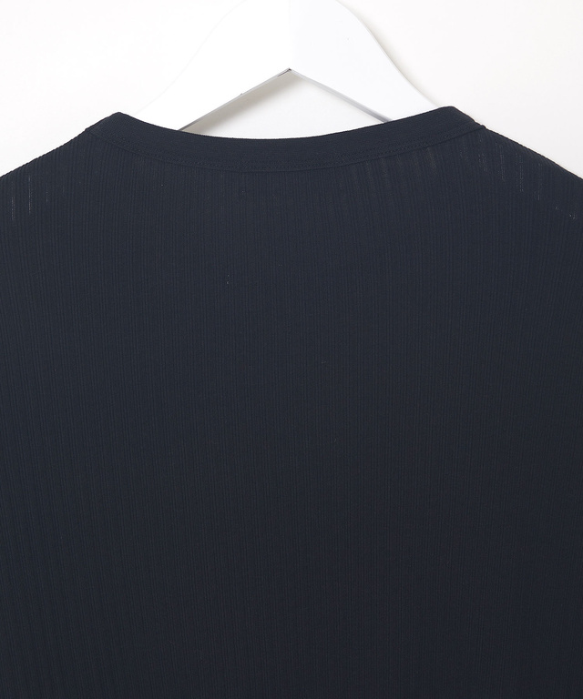 針抜きストライプ クルーネック 長袖Tシャツ