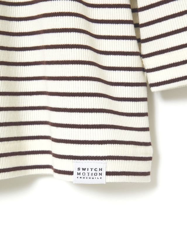 テレコボーダー ヘンリーネック 7分袖 Tシャツ