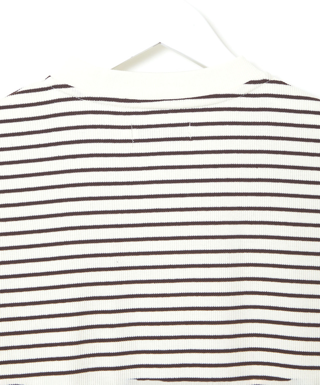 テレコボーダー ヘンリーネック 7分袖 Tシャツ
