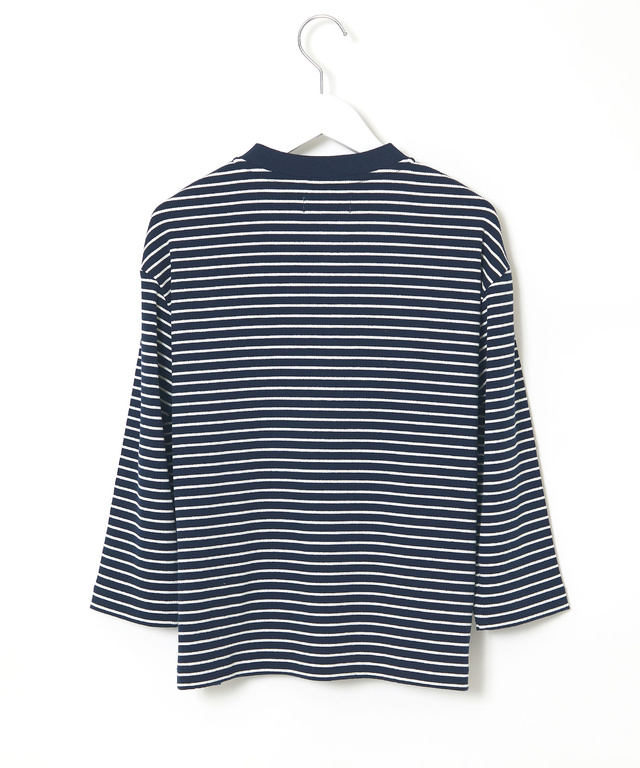 テレコボーダー ヘンリーネック 7分袖 Tシャツ