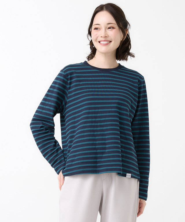 天竺 メランジボーダー クルーネックTシャツ