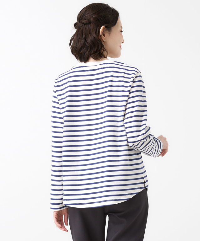 天竺 メランジボーダー クルーネックTシャツ