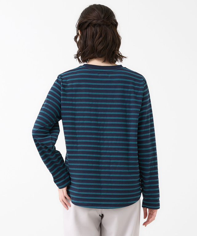 天竺 メランジボーダー クルーネックTシャツ