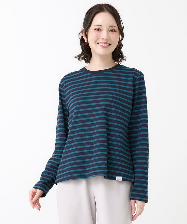 天竺 メランジボーダー クルーネックTシャツ