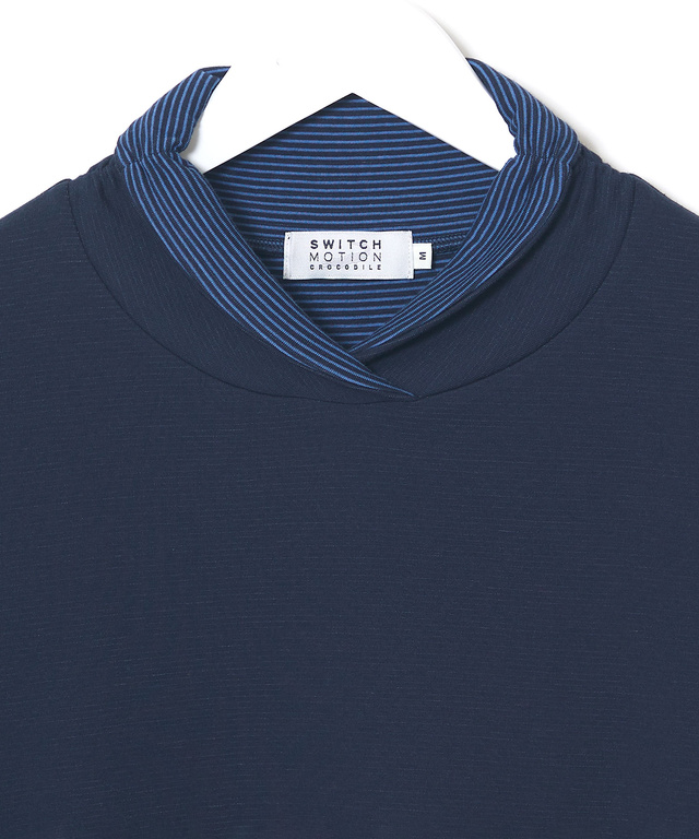 接結ジャカード 配色タートルネック Tシャツ