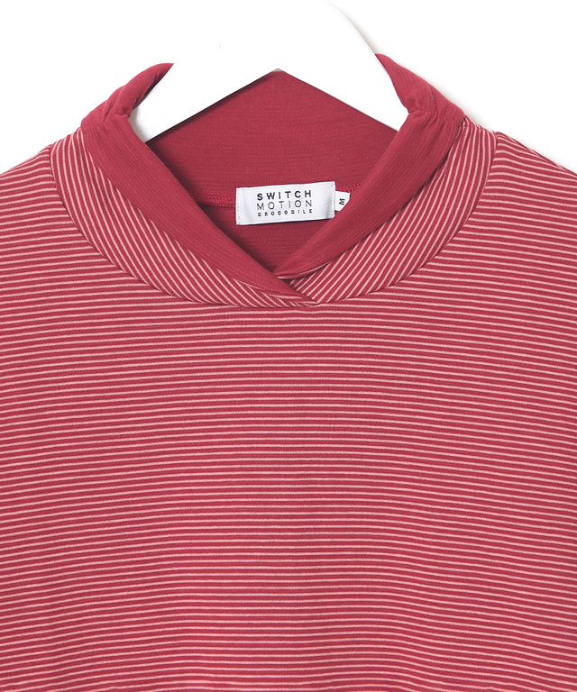 接結ジャカード 配色タートルネック Tシャツ