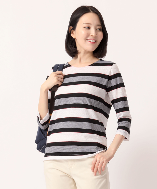 レースジャガードクルーネックTシャツ