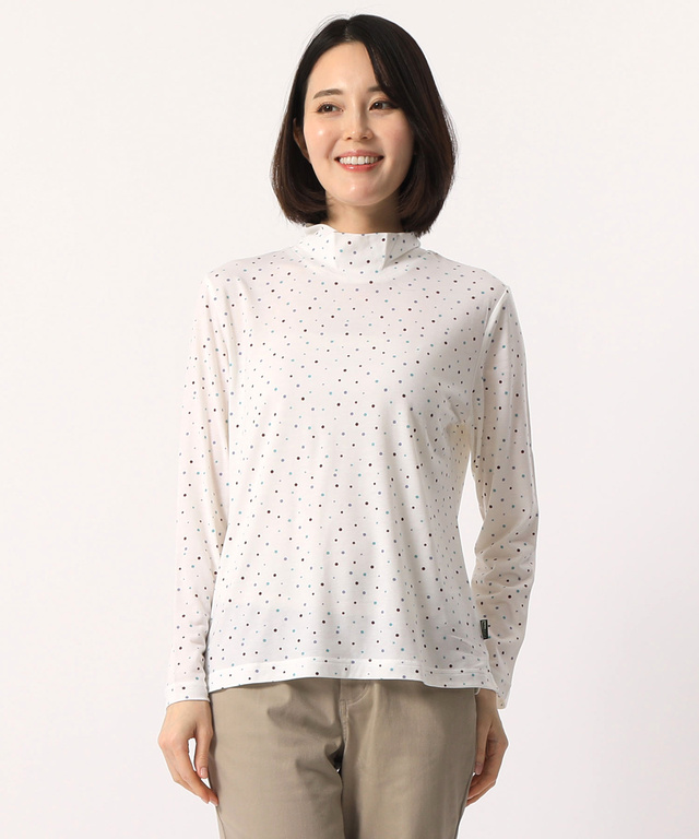 ドットプリントハイネックTシャツ