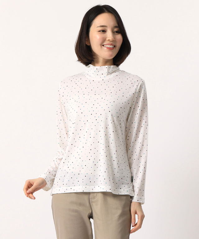 ドットプリントハイネックTシャツ
